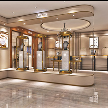 商场奢侈品专柜黄金珠宝银首饰品玻璃不锈钢陈列展示柜台设计制作