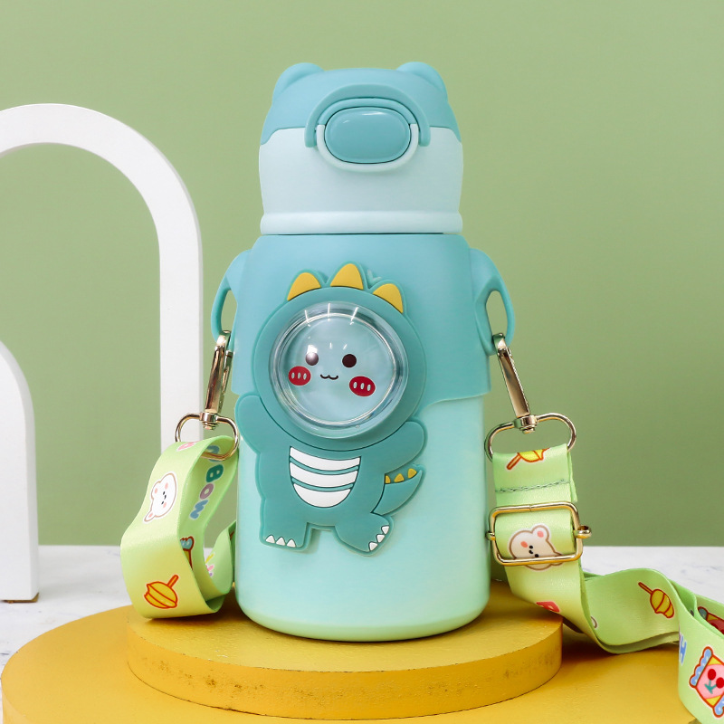 New Soft Cute 3d 3d Doll Leather Cover 316 Stainless Steel Vacuum Cup Children Bounce Straw Strap Straw Cup