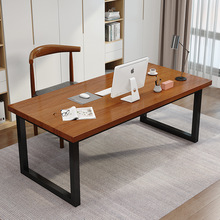 铁艺实木电脑桌现代简约办公桌小户型卧室书桌加厚台式桌写字桌
