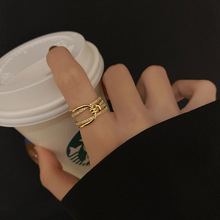 锆石戒指可调节开口戒指女ins潮网红设计感食指戒时尚个性指环