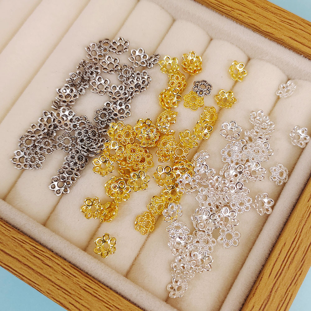 金色花托亮银隔片古银珠托diy手工材料编织串珠手链饰品配件A1