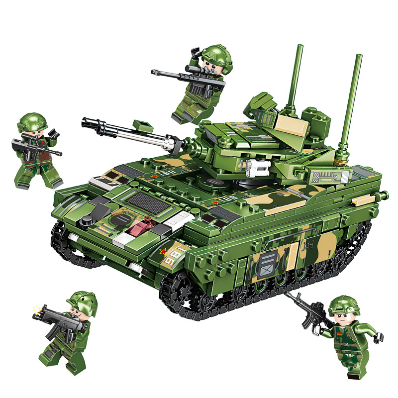 Compatible with Lego Assembled Military Building Blocks Tank Cannon Car Doll Toy DIY Small Particles Children's Educational Toys Gifts