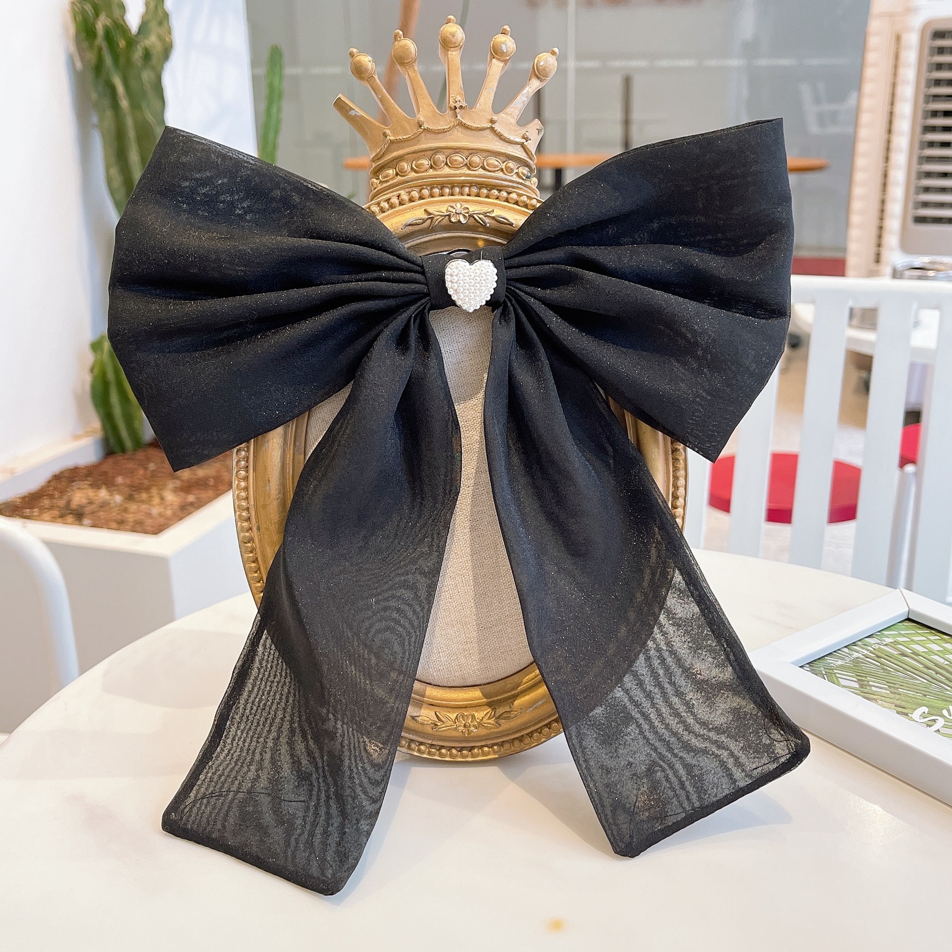 纯色薄纱蝴蝶结领结休闲韩版飘带衬衫装饰时尚黑色领口配饰淑女