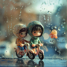 定制车载摆件情侣小人氛围感雨天骑行汽车装饰橡胶树脂PVC玩具