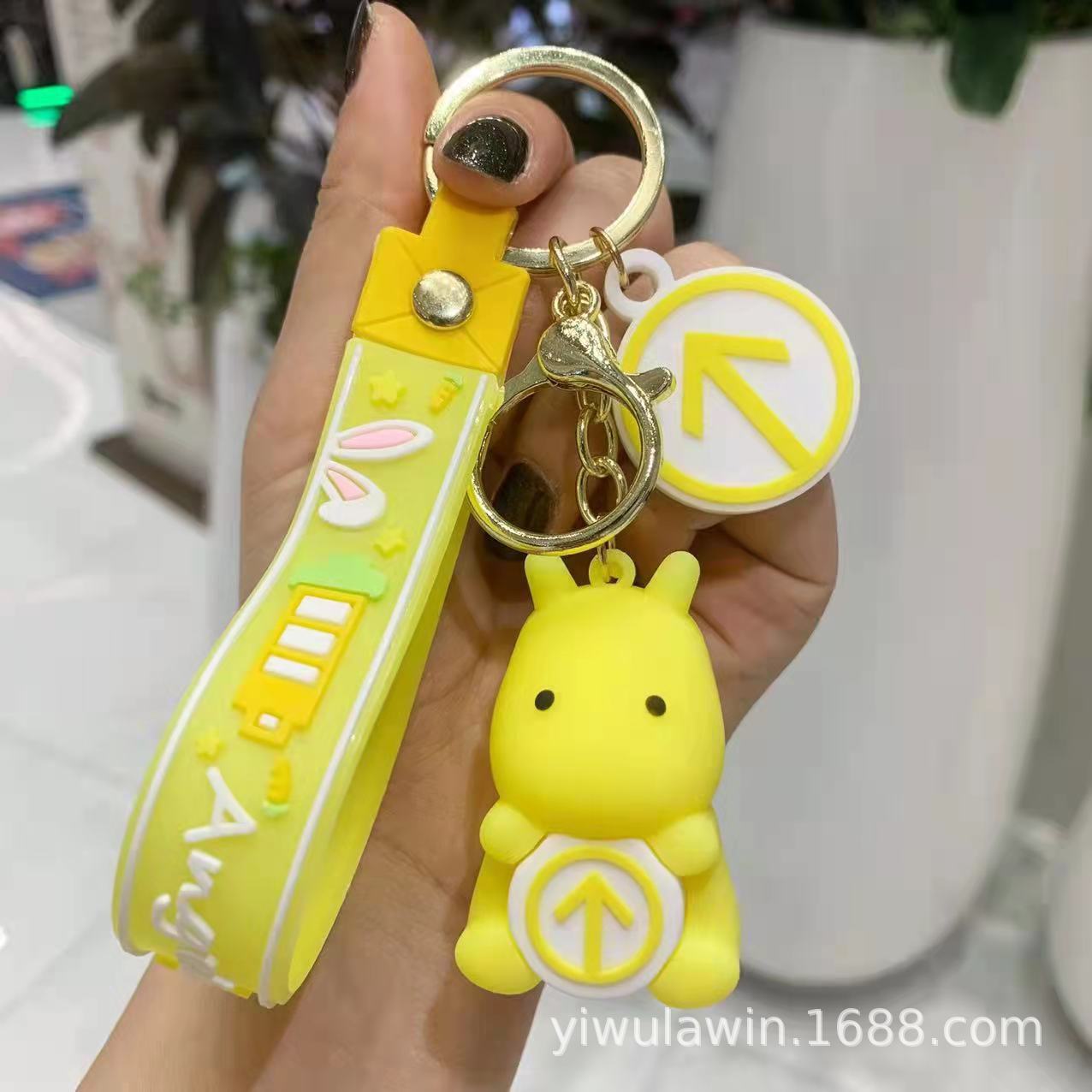 PVC Soft Glue Holding Green Horse Key Pendants Cartoon Key Button Doll Keeping Green Horse Green Keychain Pass