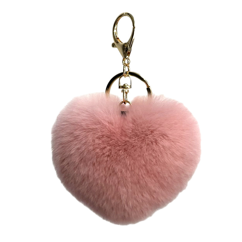 Real Rex Rabbit Hair Peach Heart Pendant Heart-Shaped Plush Doll Bag Accessories Keychain Pendant Wholesale Clip Doll Machine Doll