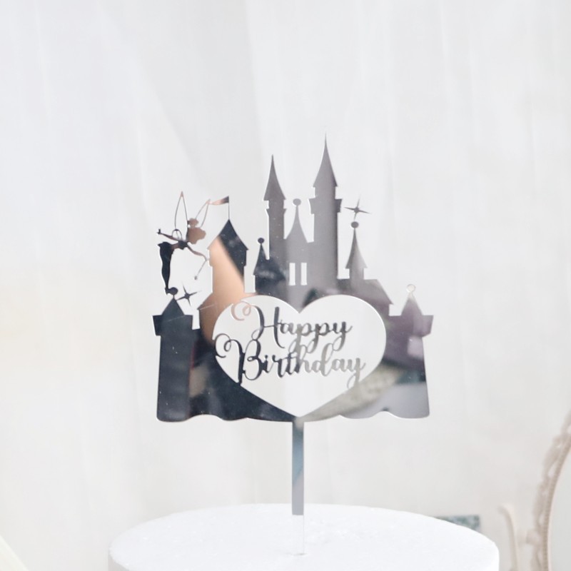 Cross-Border New Product Baking Cake Topper Happy Birthday Wizard Castle Acrylic Cake Insertion Cake Decoration