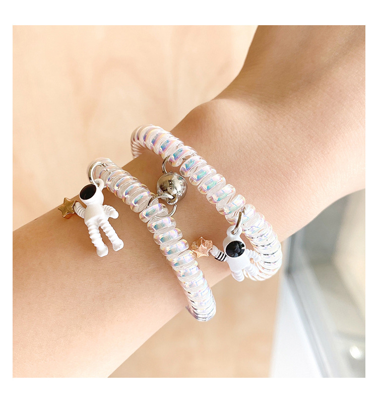 抖音宇航员电话线小皮筋太空人情侣人鱼姬色手链发圈女扎头发饰品