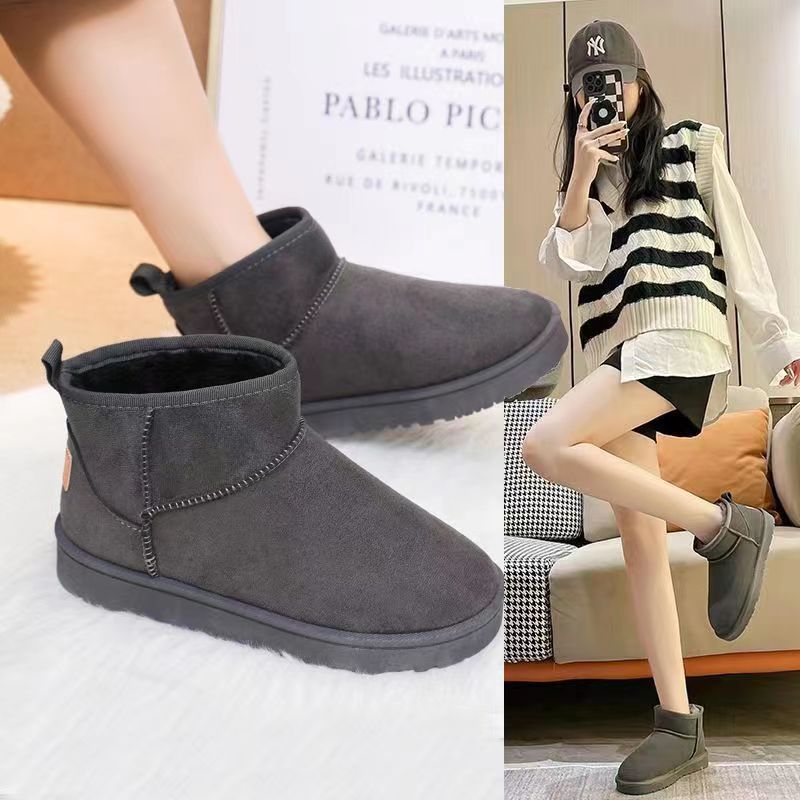 SOURCE Factory Winter New Snow Boots Fleece Lined Padded Warm Keeping Female Student Shoes Flat Women's Cotton Shoes One Piece Dropshipping