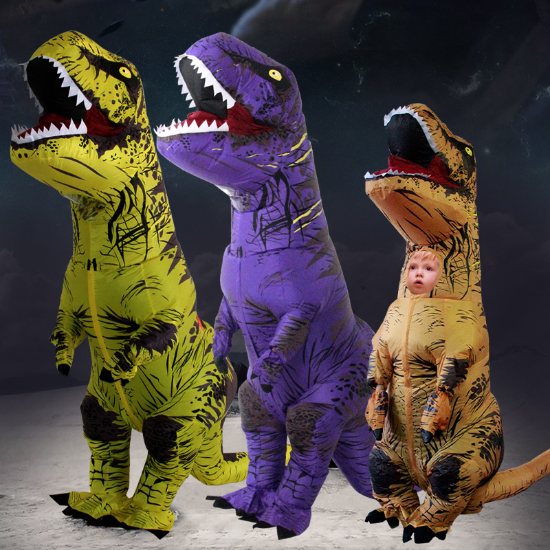 万圣节充气衣服装霸王龙套装儿童搞怪恐龙人偶服大人搞笑卡通道具