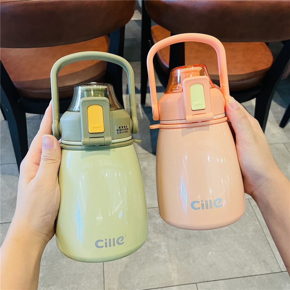 希乐保温杯大肚子水杯新款316不锈钢大肚杯手提式大容量保温杯