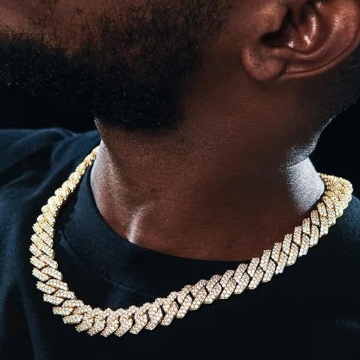 满钻大金链古巴链男士街舞嘻哈项链欧美潮人炫酷项饰说唱配饰批发