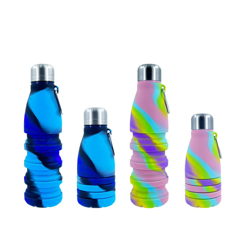 in stock silicone straw outdoor sports bottle creative portable cycling cup 550ml camouflage coke bottle