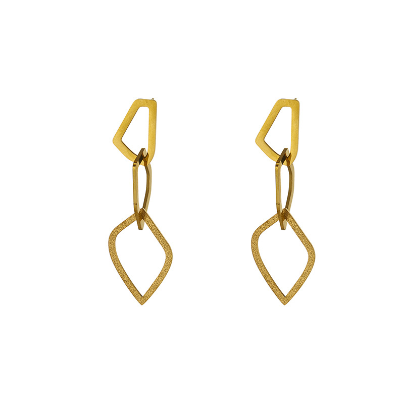 Cross-Border E-Commerce Hot Sale Geometric Figure Long Stud Earrings Titanium Steel Electroplating Real Gold