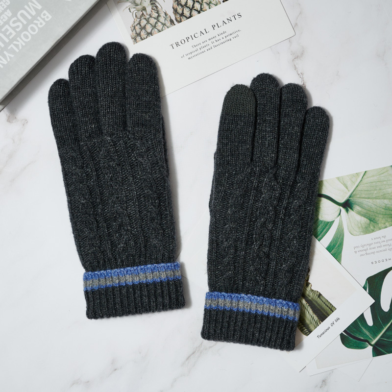 男士羊毛骑行手套触屏冬季针织加绒加厚防寒保暖手套批发-阿里巴巴