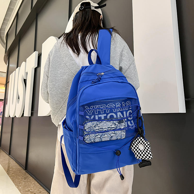 克莱因蓝书包女韩国ins风少女学生双肩包ulzzang小众大容量背包潮