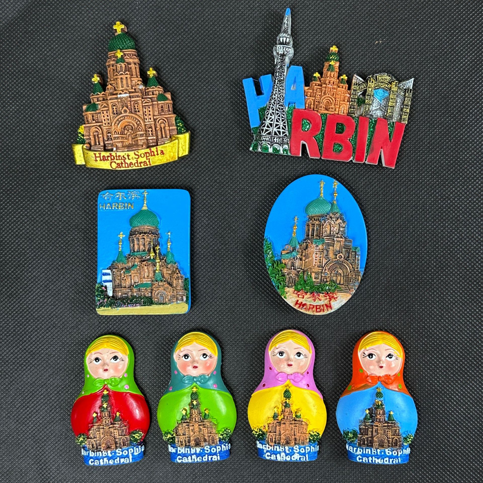哈尔滨旅游纪念品特色树脂冰箱贴索菲亚大教堂套娃-阿里巴巴