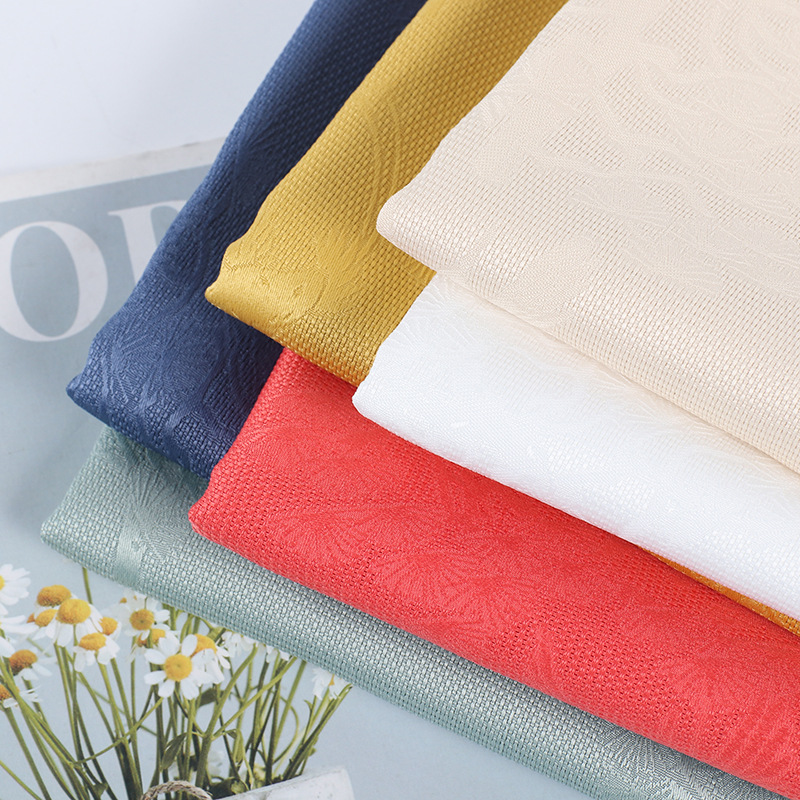 仿花罗古风松枝提花面料镂空立体无弹黄底旗袍汉服连衣裙布料现货