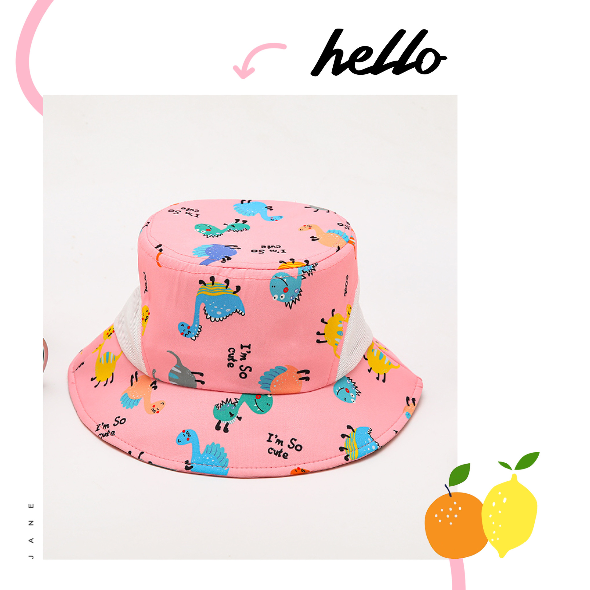 Children's Hat Bucket Hat Spring and Summer Cartoon Dinosaur New Outdoor Sports Sun-Proof Sun Protection Hat Boys and Girls Hat