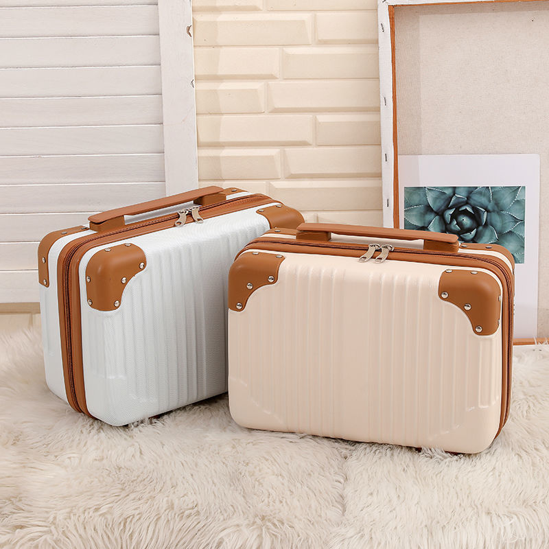 Wholesale Portable 14-Inch Luggage Cosmetic Case Storage Trolley Case Travel Cosmetic Bag ABS Suitcase Bag Scratch-Resistant