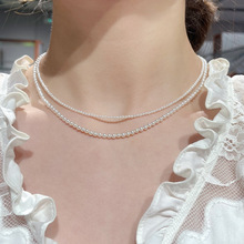 法式珍珠项链女施家正圆强光珍珠极细短款仿珍珠高级感轻奢锁骨链