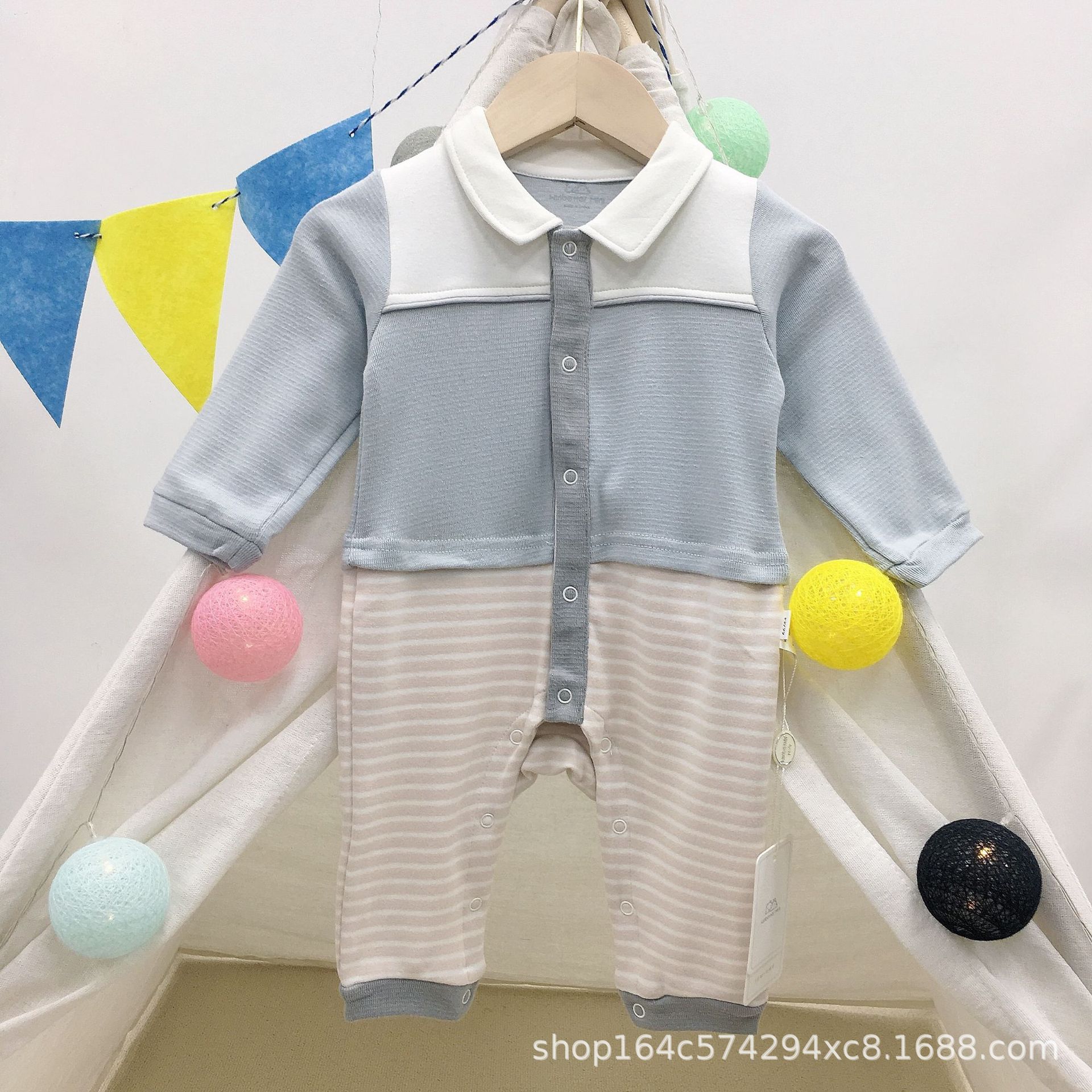 批发英贝蒂儿宝宝连体衣精棉春秋开档闭裆爬服库存尾货批发