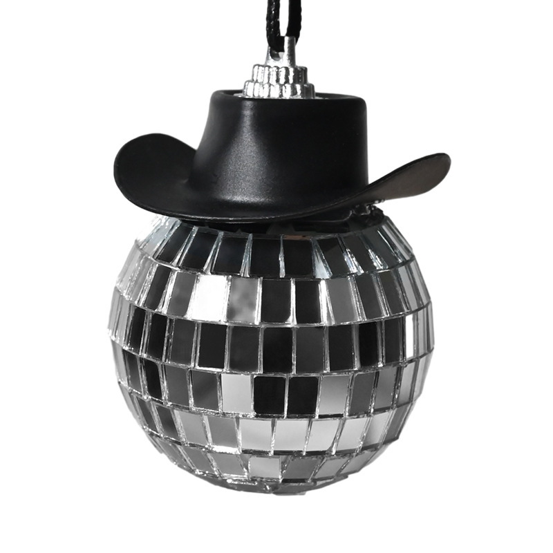 amazon new glass lens height reflection ball handmade finish disco cowboy hat car pendant lens ball