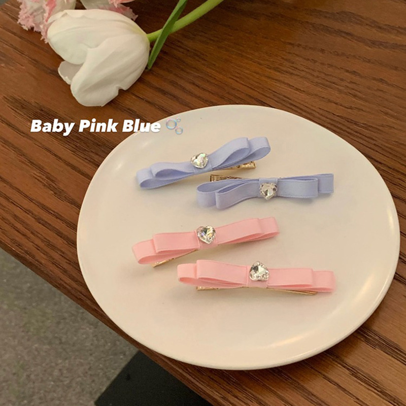 蝴蝶结爱心水钻一字夹甜美鸭嘴夹侧边碎发刘海夹小香风对夹发卡女