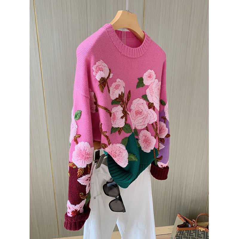 手工绣花羊毛衫