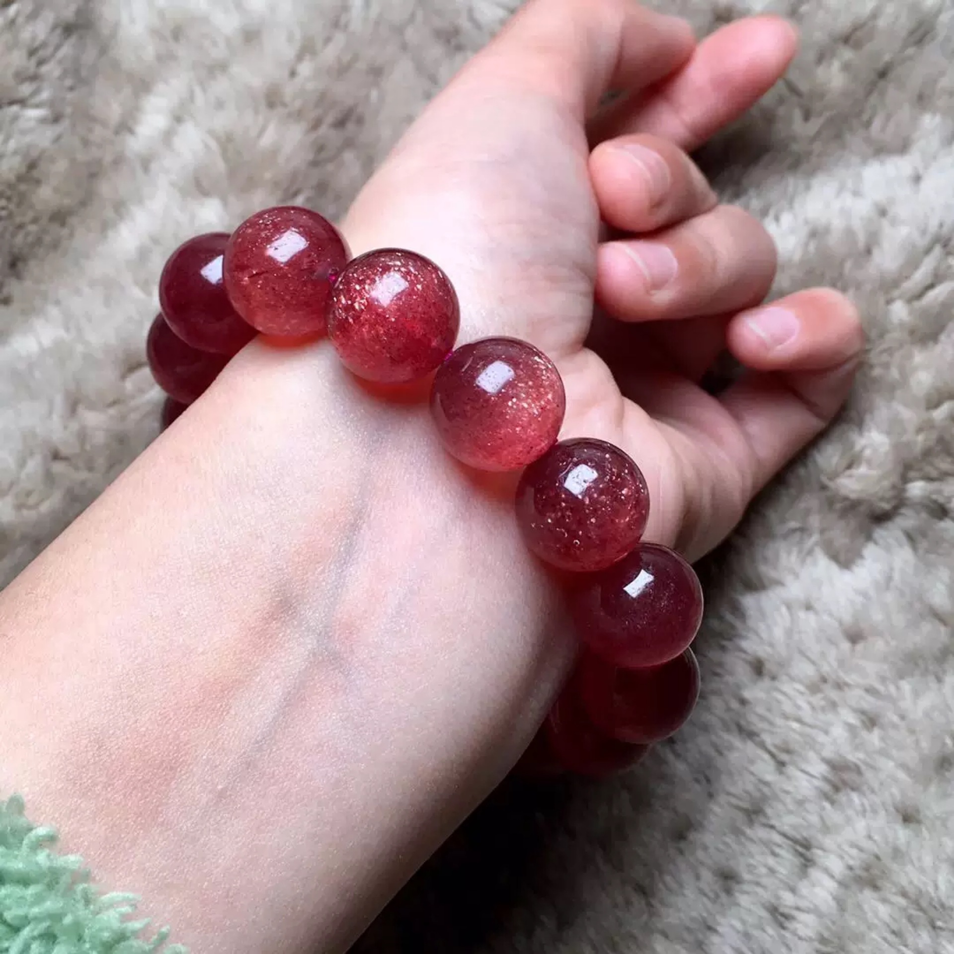 天然星光草莓晶手链女手串单圈红水晶送女生节日礼物-阿里巴巴