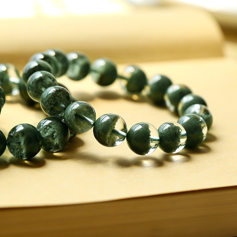 巴西绿幽灵水晶手链女千层山聚宝盆绿色水晶手串男手链