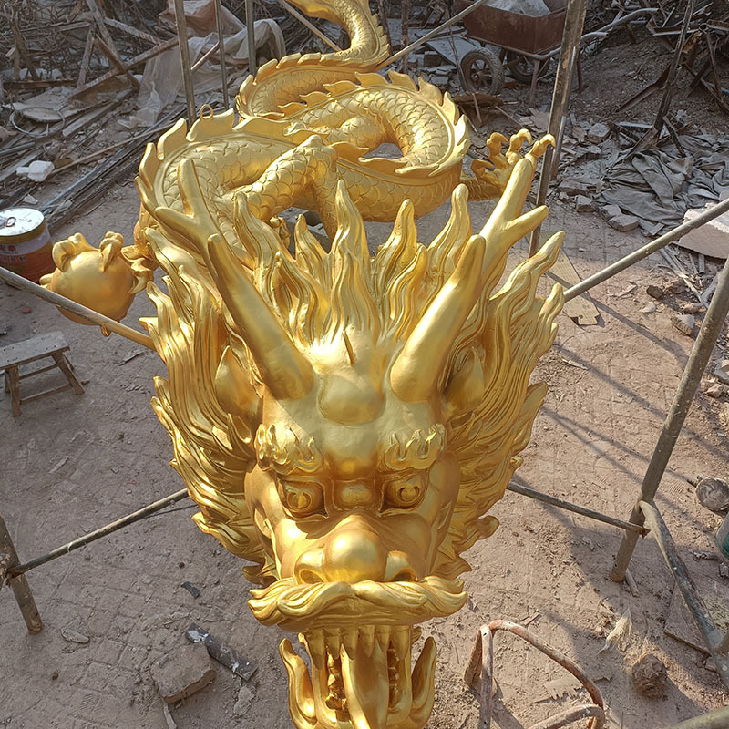 玻璃钢龙雕塑大型仿铜龙浮雕重庆火锅店喷水龙头装饰模型招财摆件