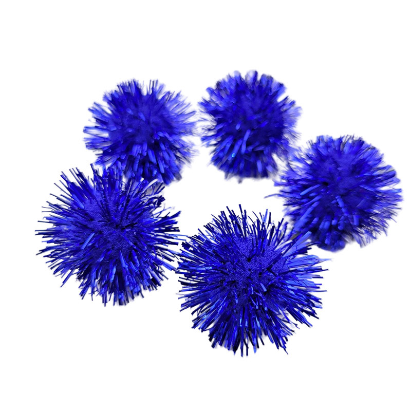 七彩金丝球pompom diy圣诞装饰绒球 丙纶金葱球供应