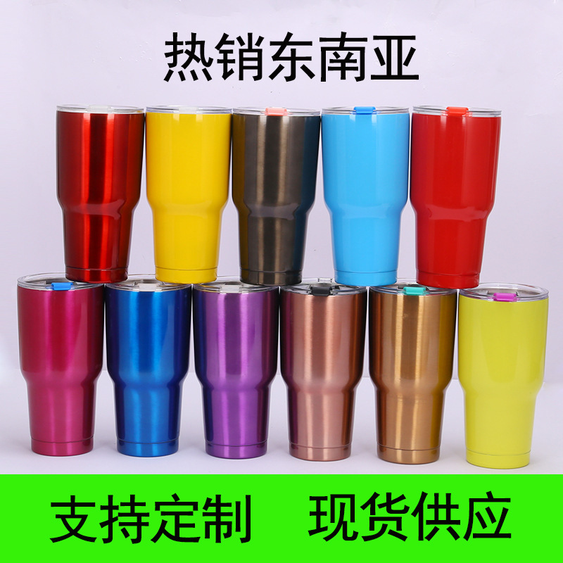 European and American 30Oz Cup Large Ice Cup 304 Stainless Steel Thermos Cup Car Vacuum Cold-Keeping Coke Beer Steins