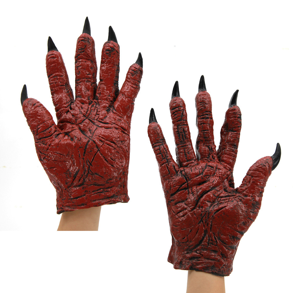 万圣节鬼脸面具cosplay手套红色魔王恶魔搞笑假面化妆舞会道具