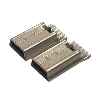 mini usb 5p插头前五后五端子b型mini usb短体焊pcb款带地线公头