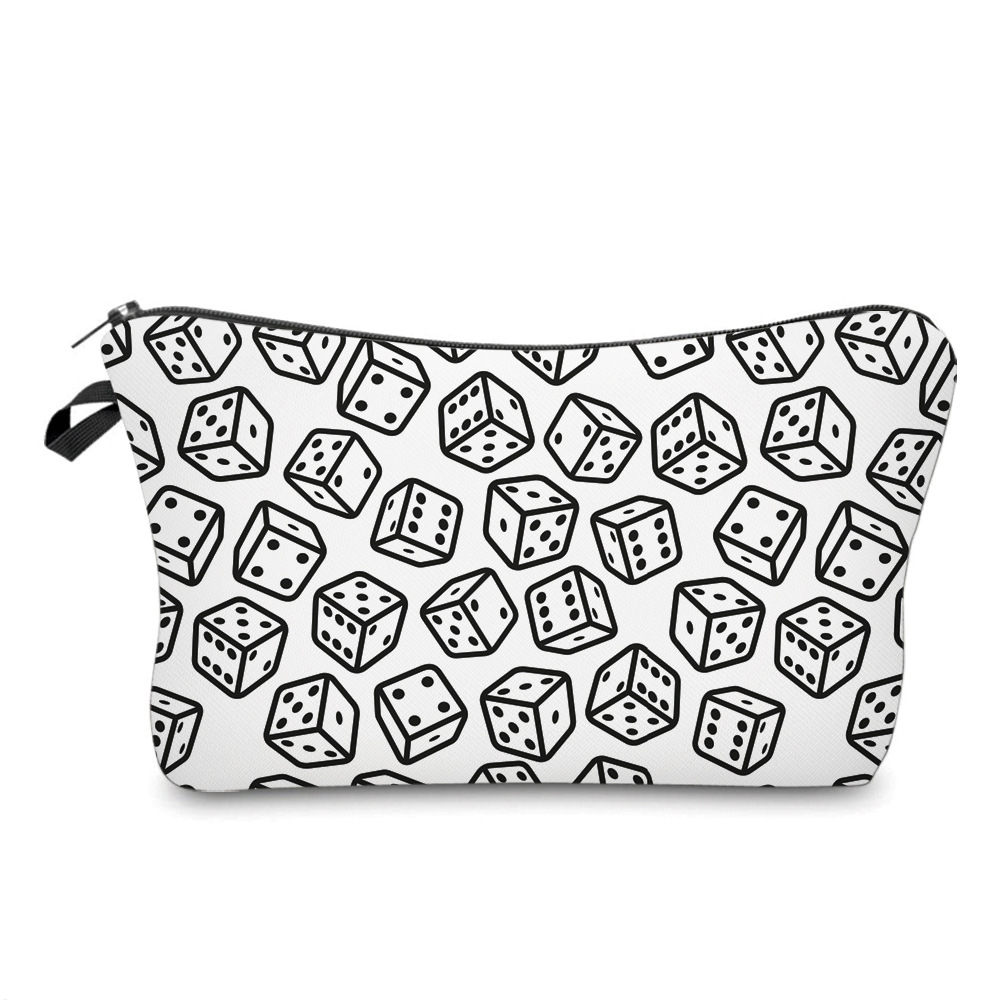 Amazon New Printed Anti-Splashing Cosmetic Bag Poker Mahjong Pattern Toiletry Storage Multifunctional Clutch