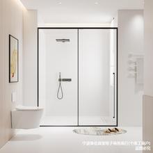 极窄一字型淋浴房移门浴室隔断玻璃干湿分离墙家用卫生间玻璃门