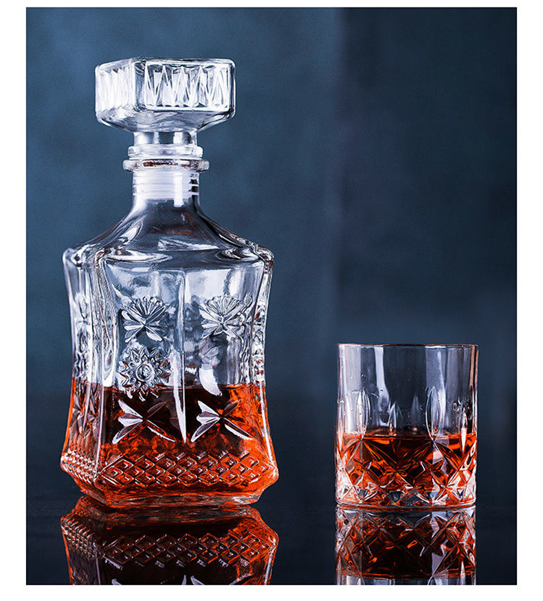 厂家批发玻璃威士忌酒具套装装酒容器玻璃洋酒瓶透明玻璃装饰酒具