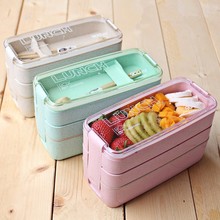 Kitchen 900ml Microwave Lunch Box Wheat Straw Dinnerware Foo