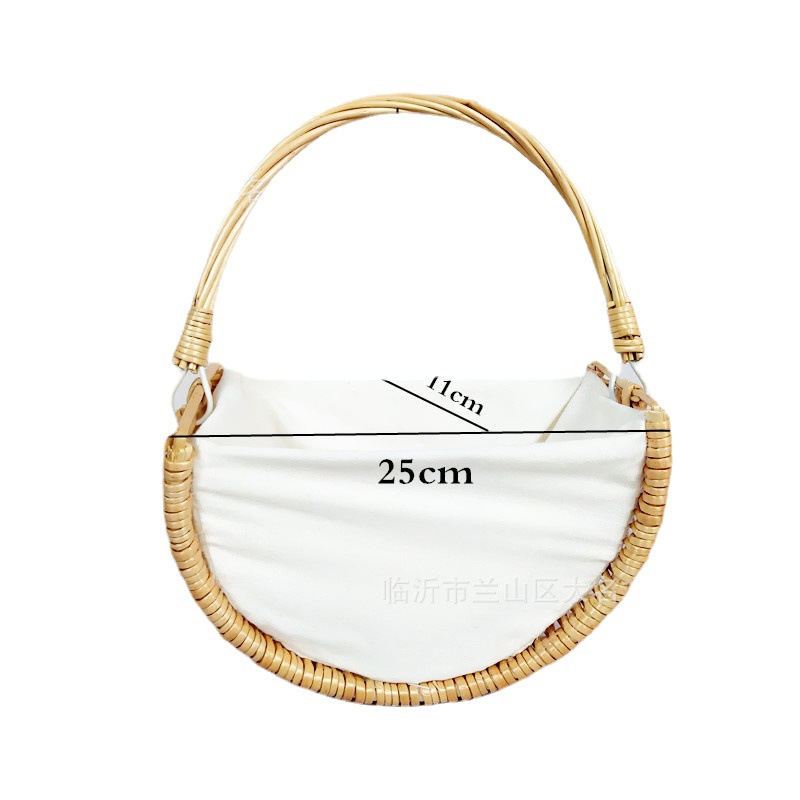 Internet Celebrity Handmade Vine Woven Willow Basket Handbag Straw Woven Portable Flower Basket Korean Schoolbag Flower Basket Flowers Flower Arrangement Basket