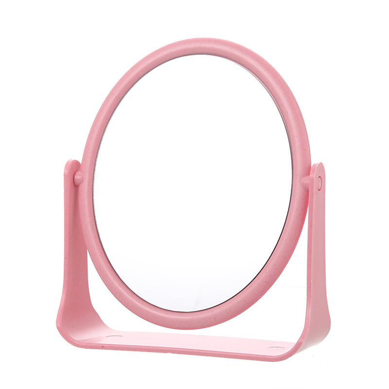 Wheat Straw Mirror Double-Sided HD Rotating Desktop Vanity Mirror Simple Student Dormitory Desktop Cosmetic Mirror