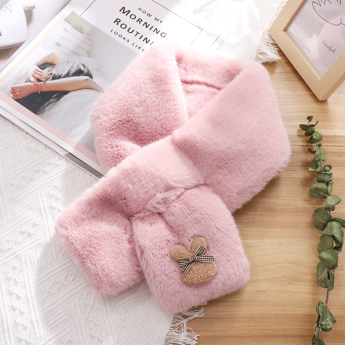 Winter New Thickened High and Low Fur Scarf for Women Affordable Luxury Fashion Feeling Fur Scarf Cute Rabbit Head Scarf Wholesale