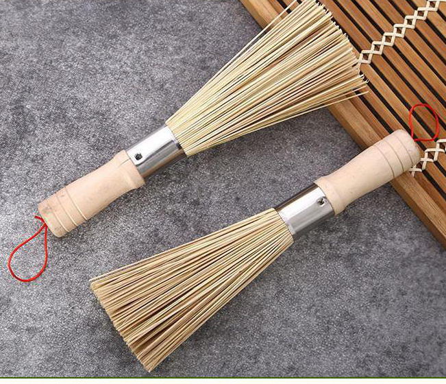 Wooden Handle Bamboo Wok Brush Steel Ring Bamboo Brush Rice Broom Pot-Scouring Brush Bamboo Brush Broom Bamboo Cha Hotel Hotel Dish Brush