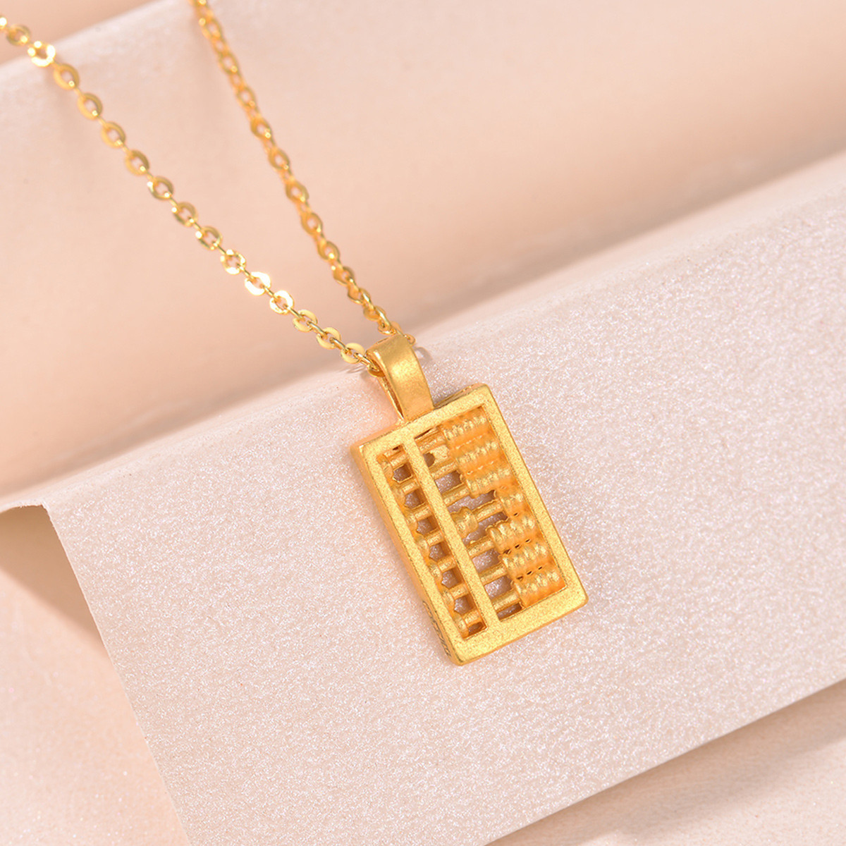 直播3d硬金24k黄金算盘吊坠珠心算可爱女生首饰 网红同款金批发