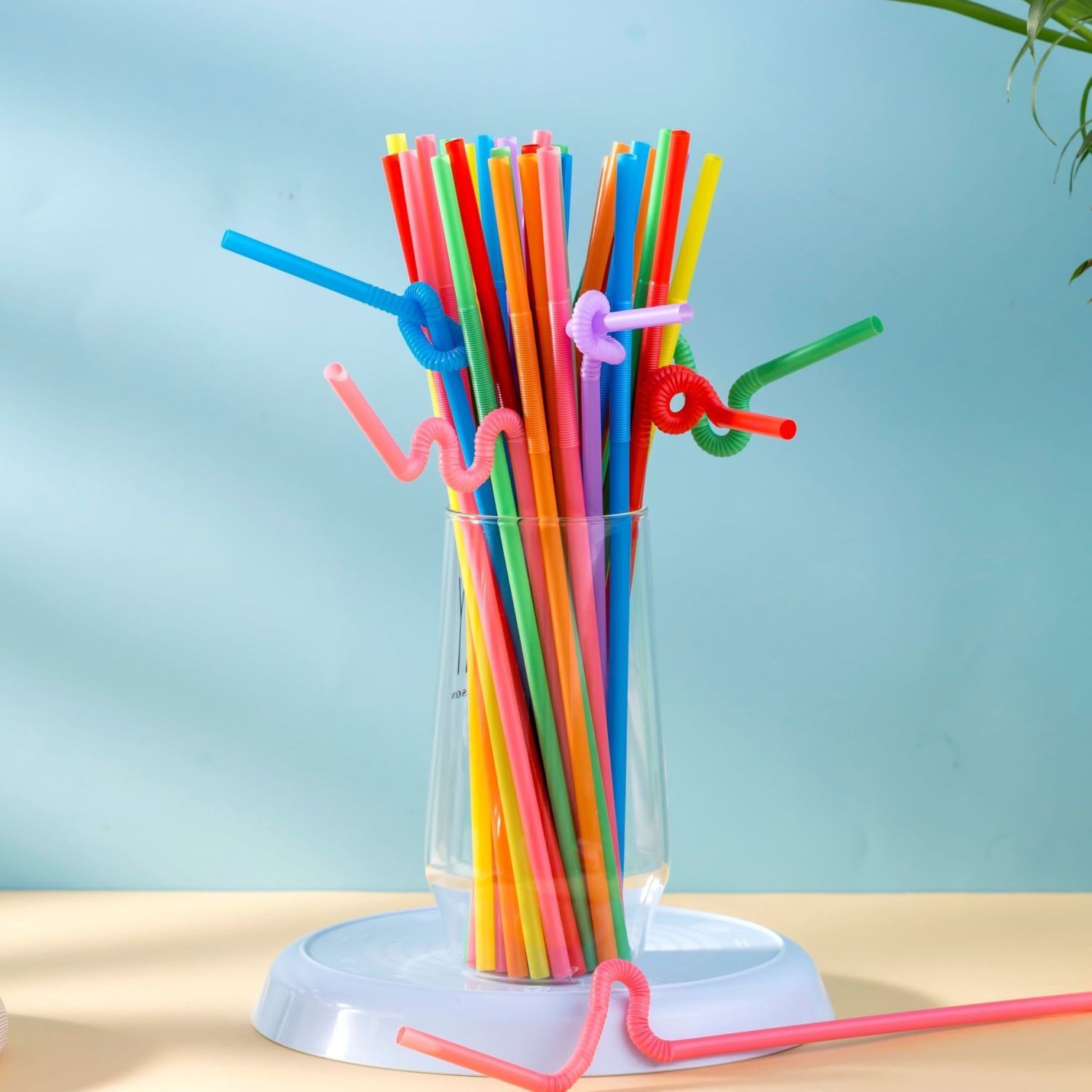 彩色艺术吸管批发一次性弯头加长网红星星儿童果汁饮料奶茶软塑料