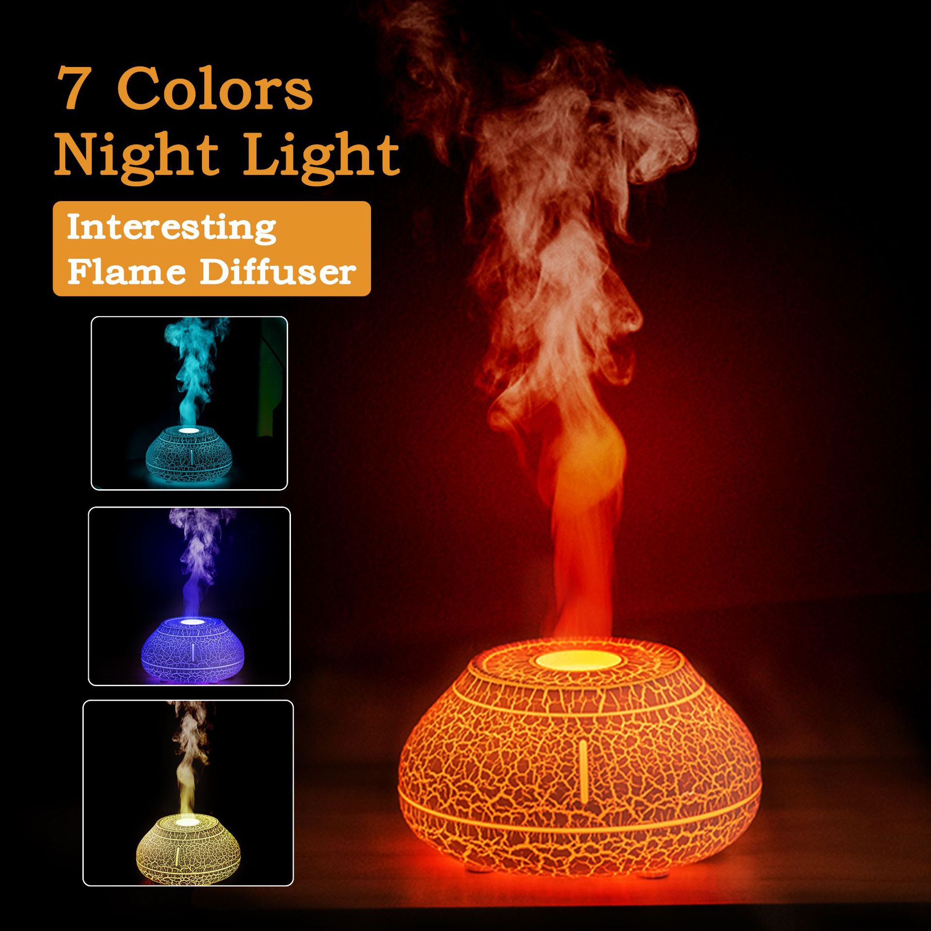 colorful simulation flame aroma diffuser desktop creativity air humidifier household ultrasonic aroma diffuser fragrance machine cross-border new product