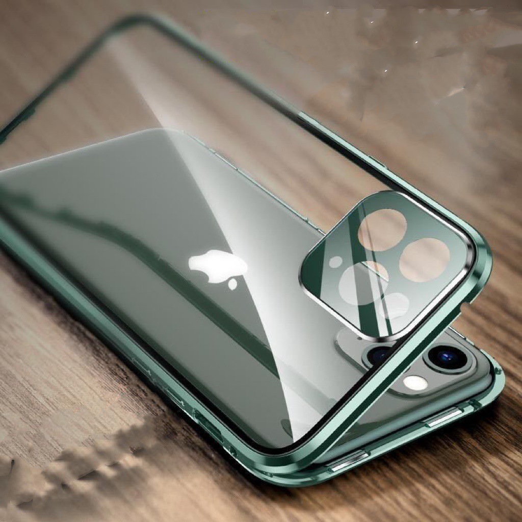 适用苹果13手机壳11promax磁吸万磁王12mini双面玻璃xs镜头全包套