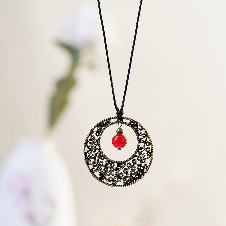 秋冬新款民族风轮回长款项链毛衣链女古风衣服挂饰中国风项链批发