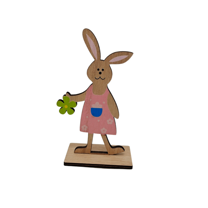 2021 Wooden New Easter Wooden Rabbit Nordic Style Home Ornament and Decoration Crafts in Stock